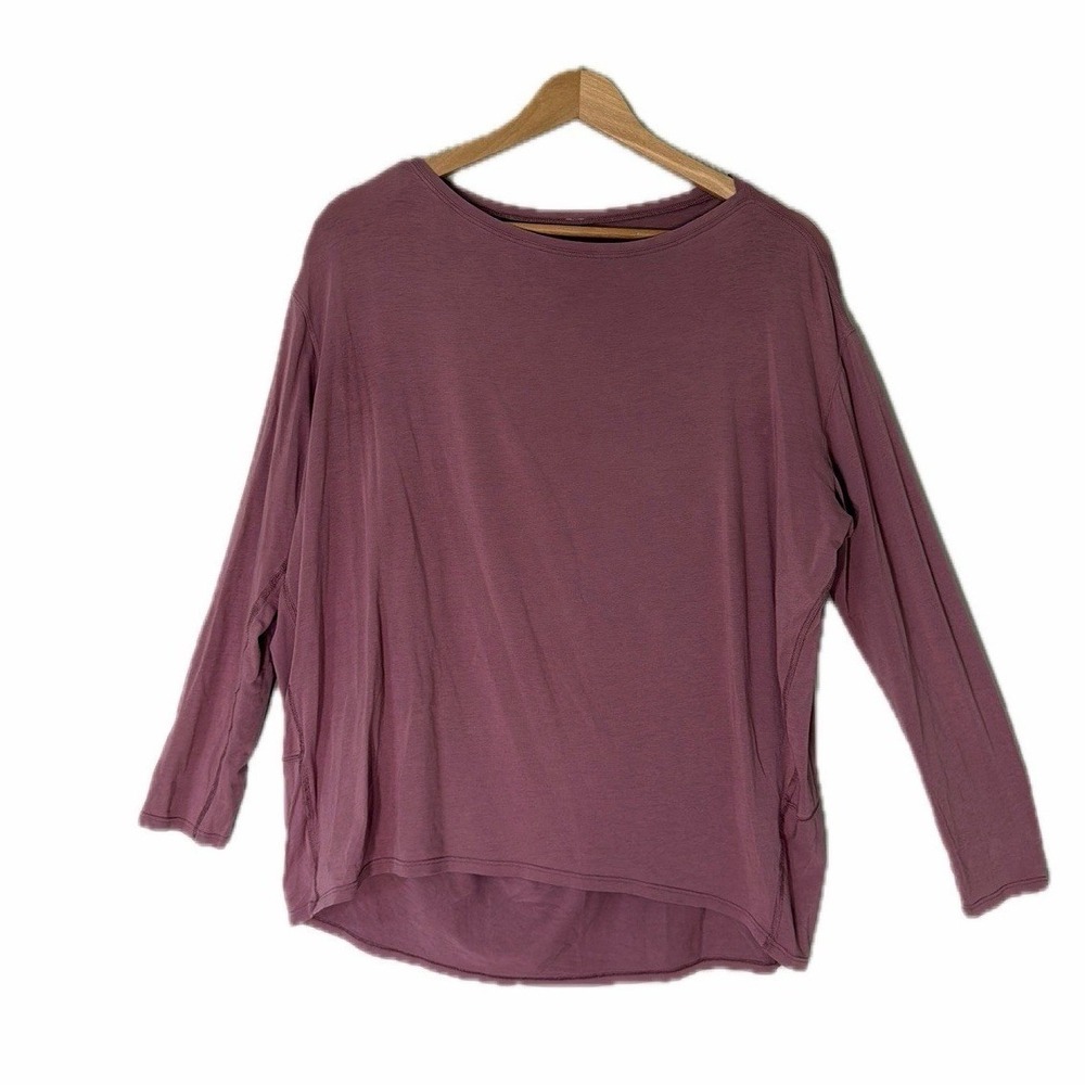 Lululemon Back In Action Long Sleeve Shirt 12 Purple Mauve Pima Cotton Tee